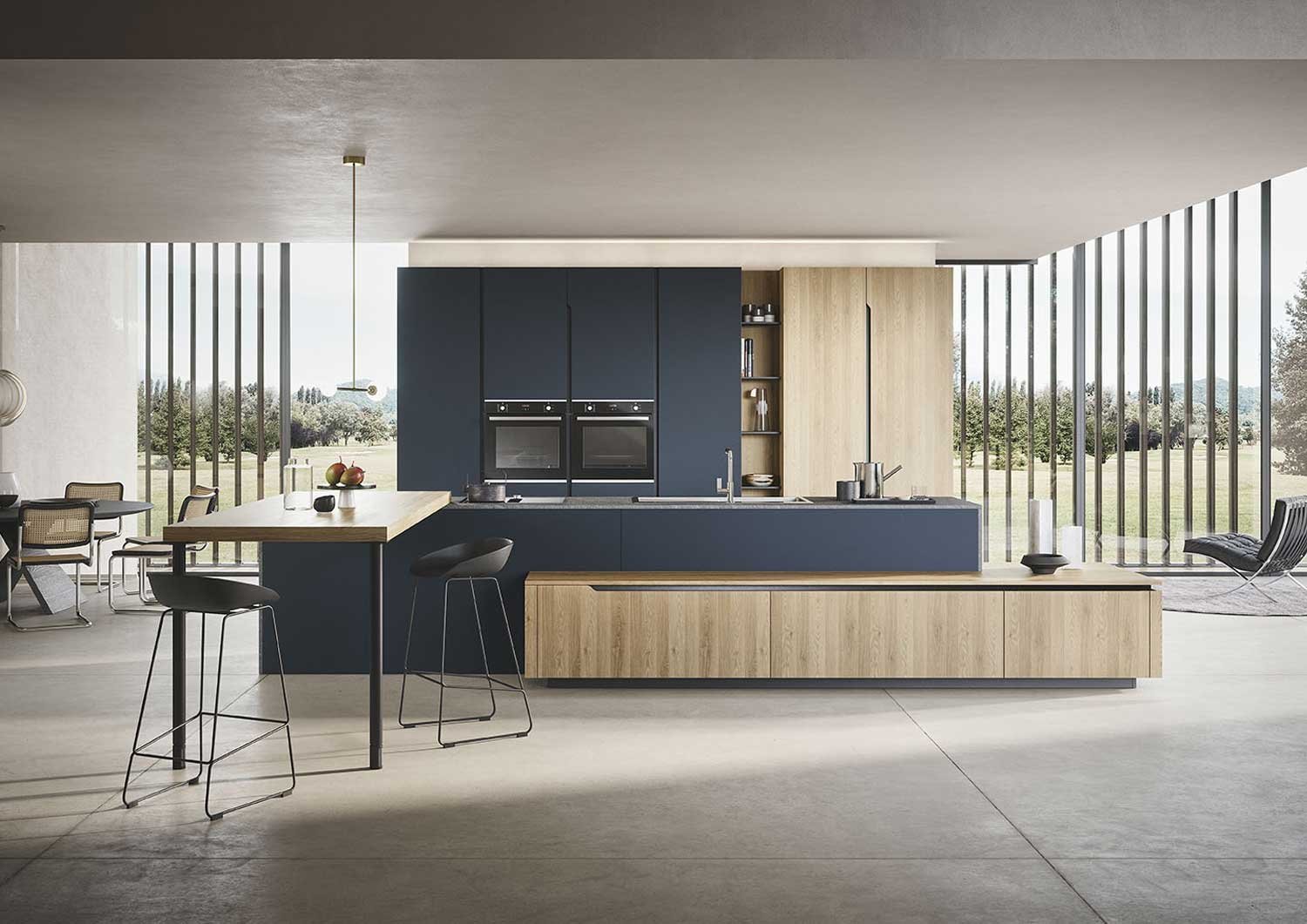 cucina blu cucina legno